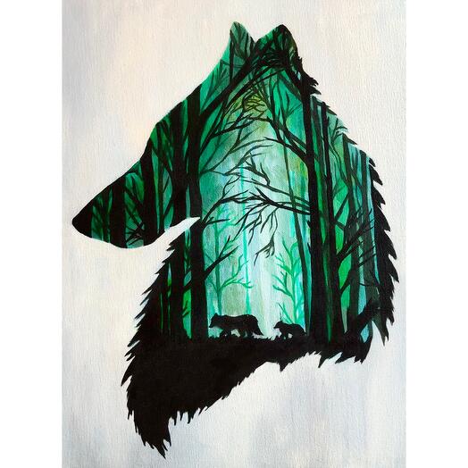 Pintura al óleo en el corazón del bosque regalo papá novio hermano