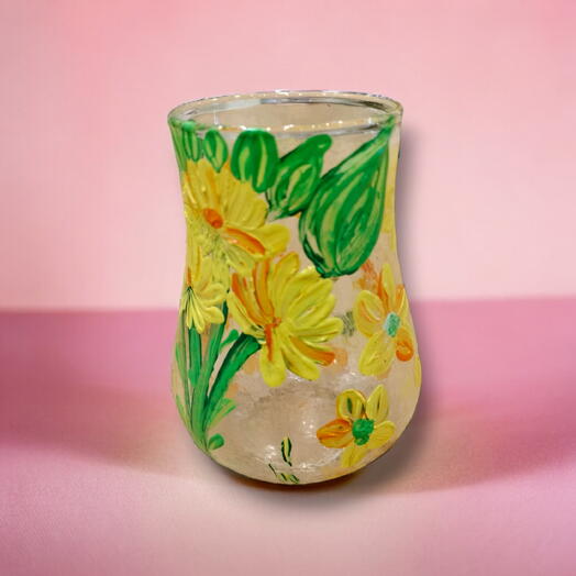 High Quality Glass Vase Art Hand Painted - V001
