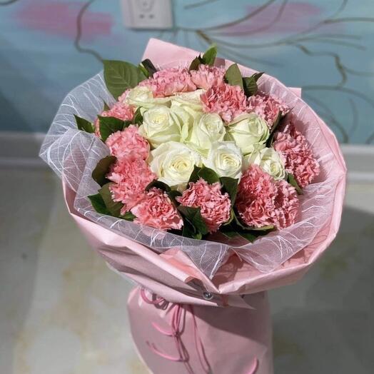 Bouquet of Roses and Carnations