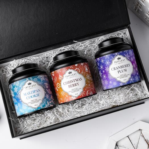 Подарочный набор зимнего чая Marzipan Cookie, Christmas Berry, Cranberry Plum