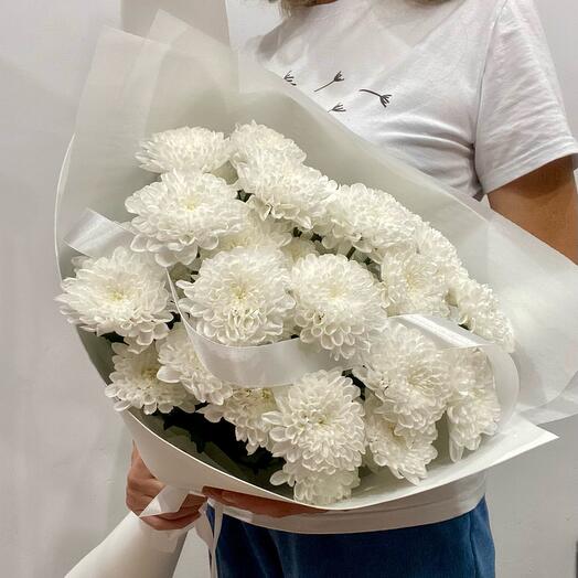Букет из хризантем «Белый ангел»