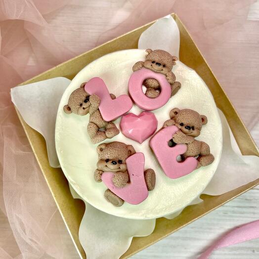 Бенто торт с шоколадными мишками Love
