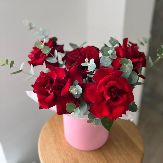 A box of red roses