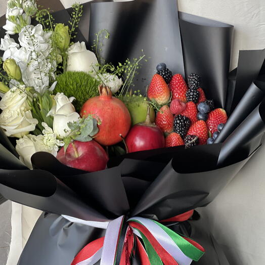 Fresh Fruit and Flowers Bouquet