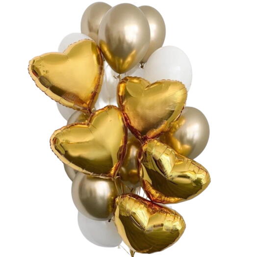 Набор воздушных Шаров гелий 19 штук золото, белый. Set of helium balloons 19 pcs