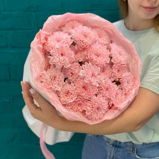 Монобукет из 5ти розовых хризантем