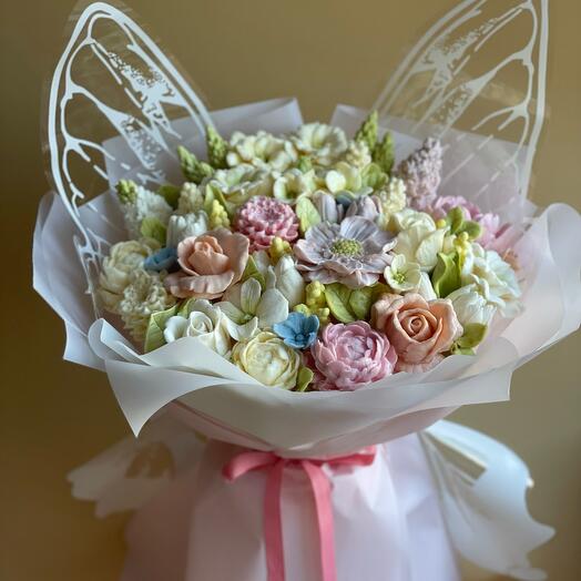 Букет «Бабочка» из зефира ручной работы на день рождения, праздник, торжество , диаметр 38 см для мамы