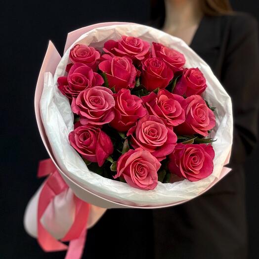 Розовые розы 15 шт (Кения) (мб 241)