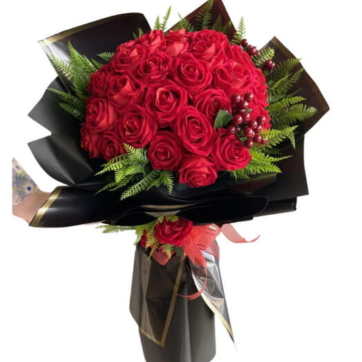 Sonsuz Aşk – 41 li Kadife Kırmızı Gul Yapay Buket | Floksia Flowers