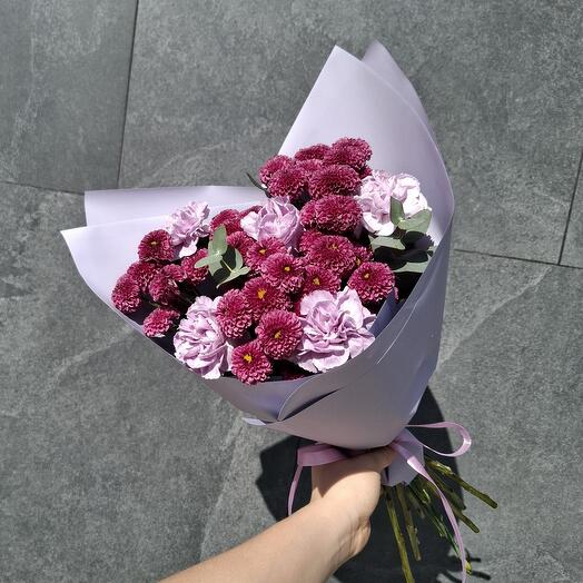 Авторский букет из черничных сантини и диантусов🌸