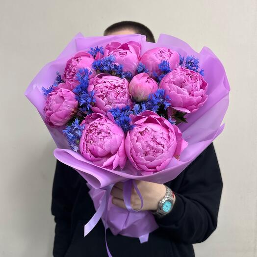 Пионы с васильками 💜