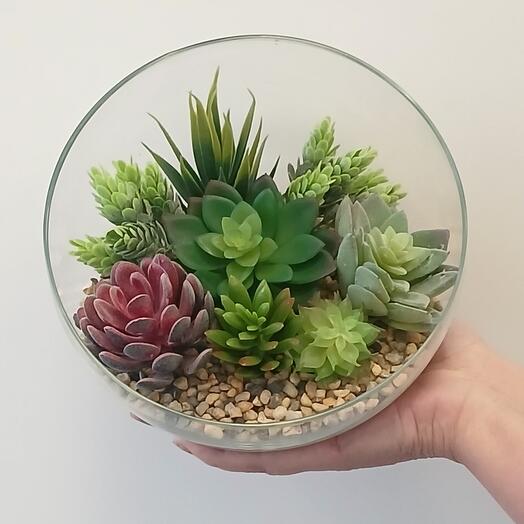 Флорариум из искусственных суккулентов