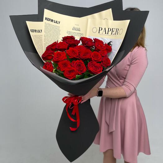 Букет-гигант из бордовых роз