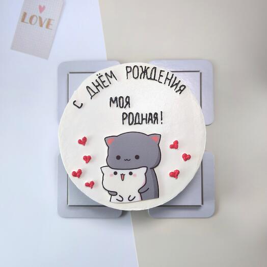 Бенто-торт макси (650 г) с котиками / бенто на день рождения
