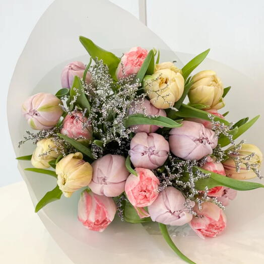 Mixed pastell tulip bouquet(11 piece)
