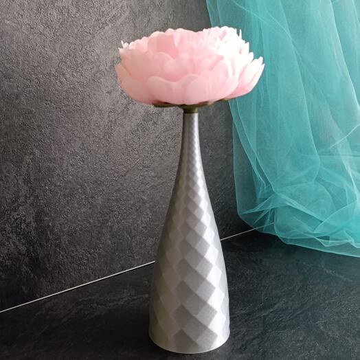 Подарок для мамы пион свеча в вазе на стебле 6. Ручной работы