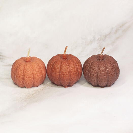 Подарочный набор из 3 свечей Тыквенное суфле | формовые свечи ручной работы, свеча тыква