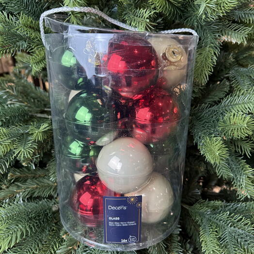 Набор ёлочных Шариков 12 шт 💚️🤍