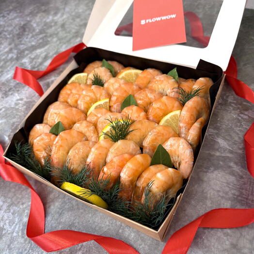 Коробочка из морепродуктов, мужской букет, подарок на день рождение маме, жене, девушке на 8 марта