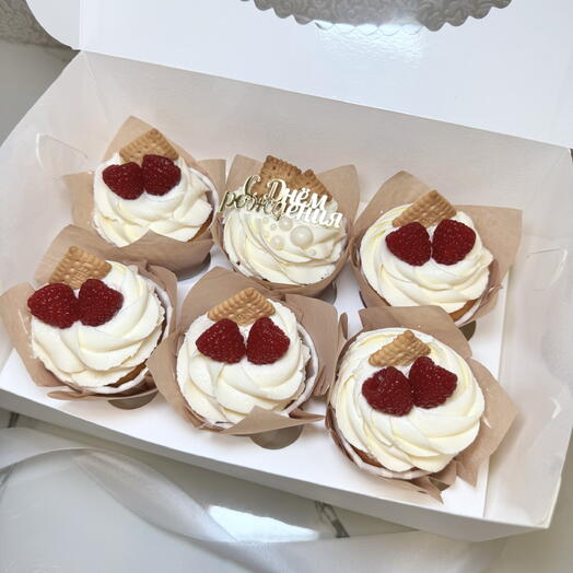 Капкейки С Днём рождения, 6 шт