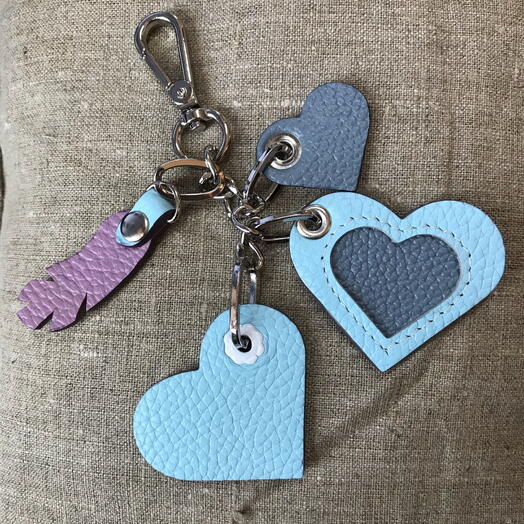 Брелок из натуральной кожи Голубой