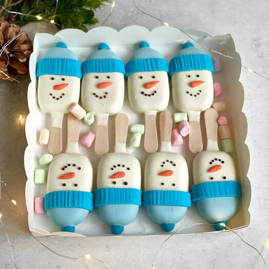 Кейкпосы эскимо шоколадные снеговики, в подарок на Новый год