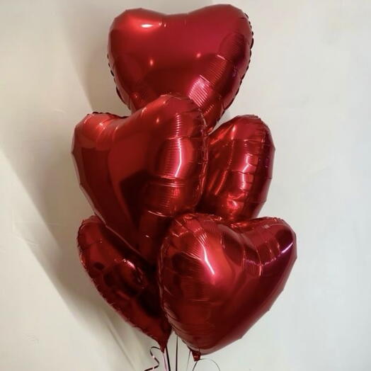 Набор шаров красное сердце 5шт