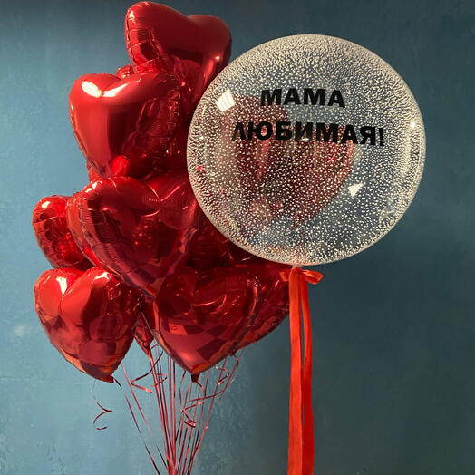 Шары маме, красные сердца