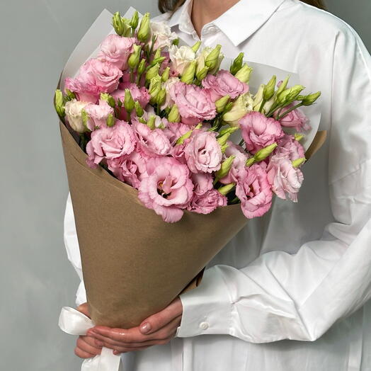 Букет из розовой эустомы-«Нежная любовь»