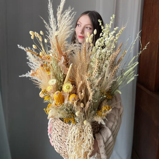 Яркая композиция с осенними мотивами 🌼🌽🌾