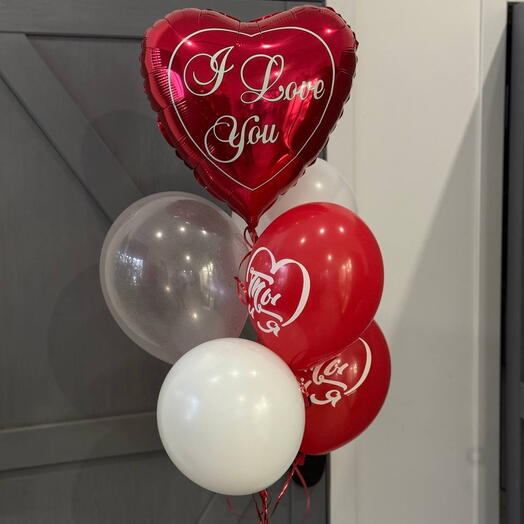 Фонтан из 6-ти влюбленных шаров «I love you»