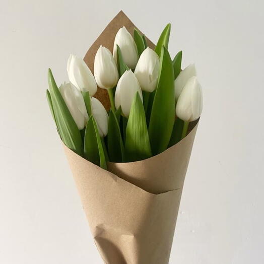 Тюльпаны белые 9 штук «8 марта»
