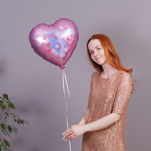 Шар фольгированное сердце с рисунком "8 МАРТА"