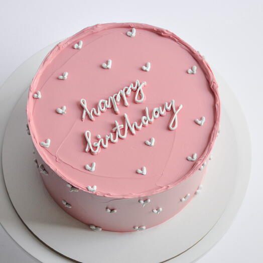 Торт от 1,5кг розовый Happy birthday с сердечками подруге/девушке/маме/дочке
