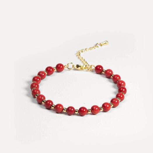 Браслет Самшит Красный коралл 14K 17 см (BRA1170)