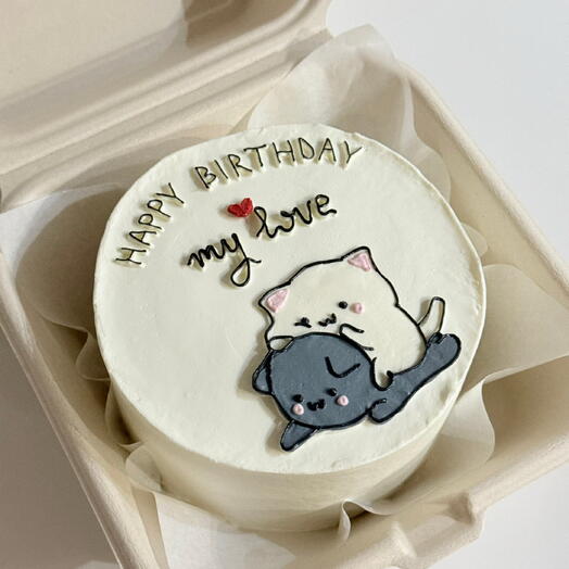 Бенто торт «happy birthday» с котиками
