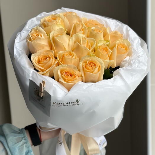 🧡 Шок цена на 15 персиковых роз