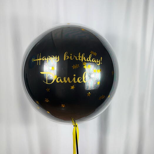 (YOUR TEXT) Giant helium balloon Bubble 55cm black. (ВАШ ТЕКСТ) Шар гигант баблс 55 см чёрный с гелием
