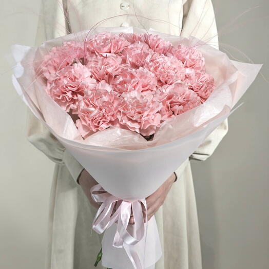 Гвоздика розовая оригинальный букет les fleur (В0062)