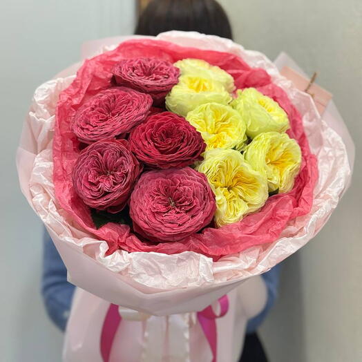 Микс пионовидных роз букет роз 💘