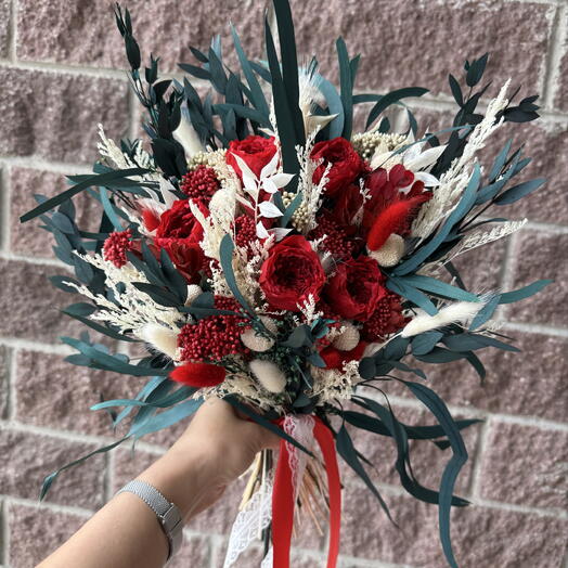 Букет невесты из стабилизированных цветов 🌹🌿
