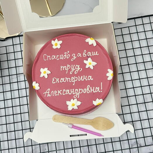 Бенто-торт девушке,женщине,с вашей надписью,розовый торт с цветами