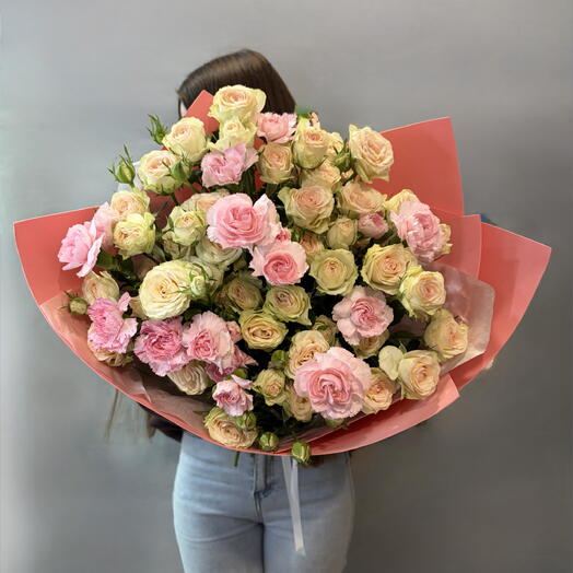 Белые Розы и Розовый Диантус 🌸 Большой и Нежный Букет из Роз 💕