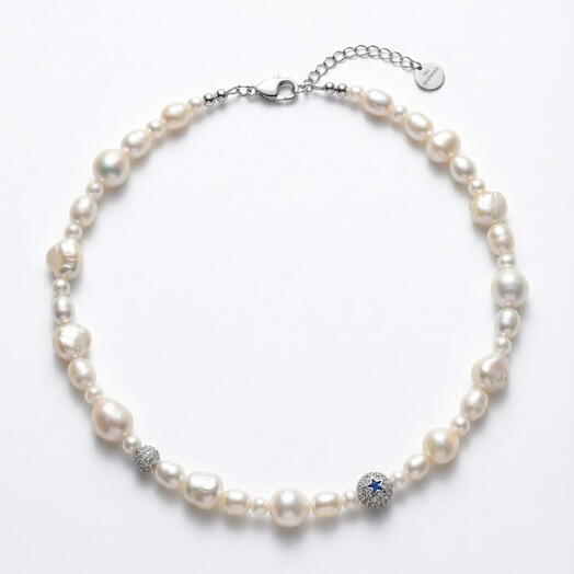 КОЛЬЕ PEARL + STAR silver color