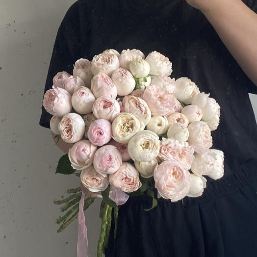 Розы кустовые нежно розовые пионовидные Менсфилд Парк 🌸 11