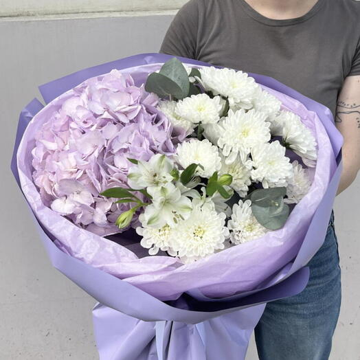 Фиолетовое облако 🌧️, авторский букет с гортензией 💐