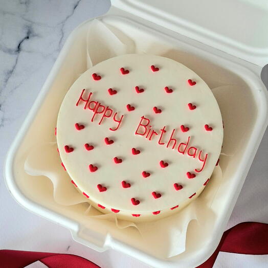 Бенто-торт "Happy Birthday" с сердечками подарок на день рождения