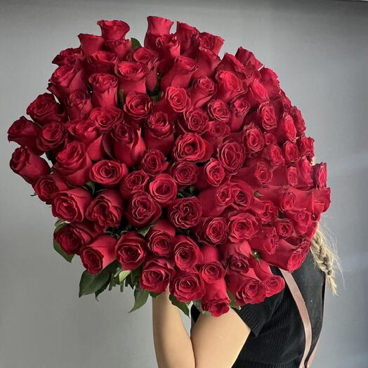 Монобукет шикарный ♥️♥️♥️ с бордовой розой 🌹🌹🌹 101 Роза