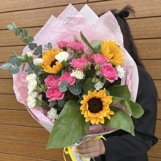 Букет с подсолнухом 🌻