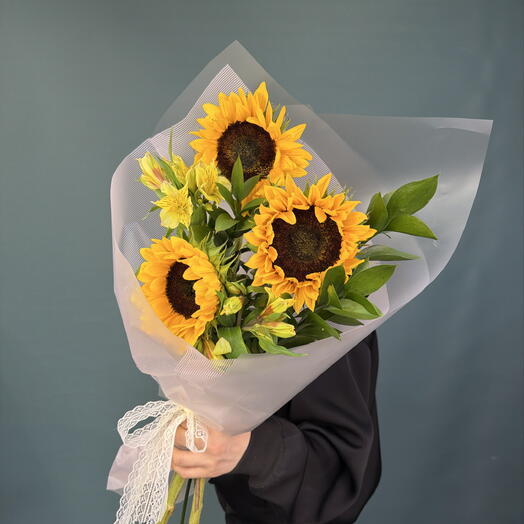 Букет с подсолнухами 🌻 "1 сентября"